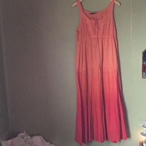 Orange red ombré boho cotton dress Mlle Gabrielle
